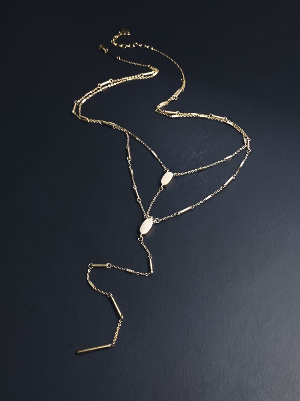 Kendra Scott Adelia Gold Tone Dainty Minimalist Double Chain Y Drop Necklace - Picture 2 of 12